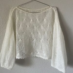 Etsy handmade bridal white crop sweater mohair (XS/S)